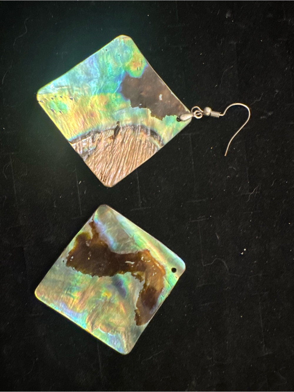 2pc Abalone Shell Earrings Repair Craft Jewelry Repurpose Lot